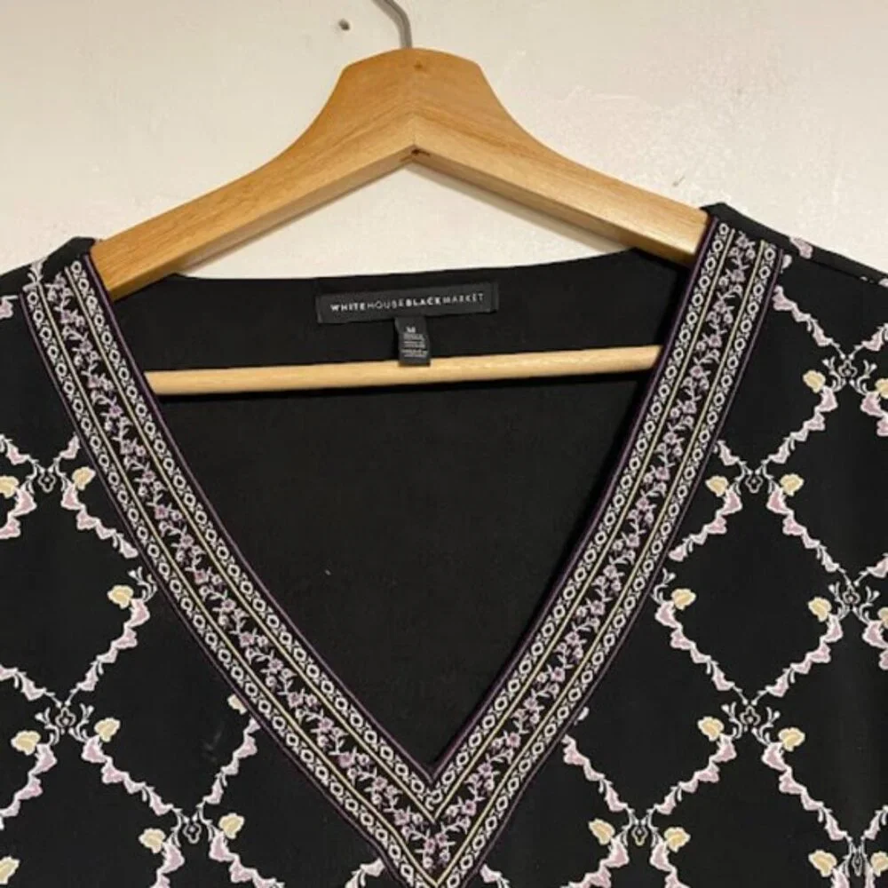 White House Black Market Geo Floral Women's Tunic Dress - Size M - Picture 4 of 10